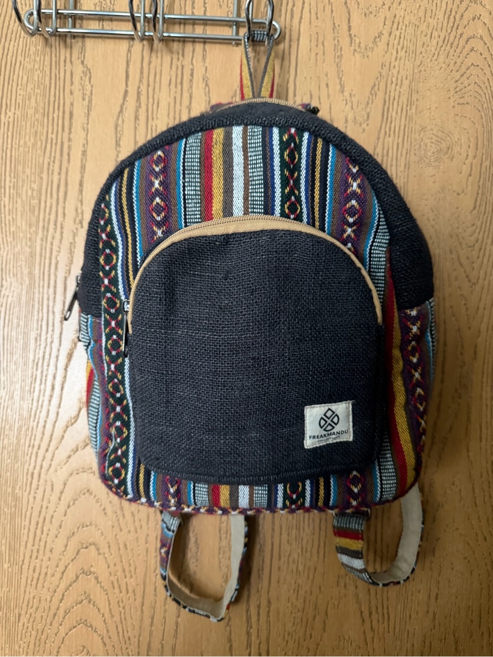 Multicolor Woven bohemian unisex Mini Backpack